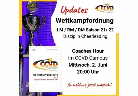 Coaches Hour „Updates Wettkampfordnung LM/RM/DM Saison 2021/22 – Disziplin Cheerleading“