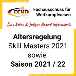 Altersregelung Skill Masters 2021 & Saison 2021/22
